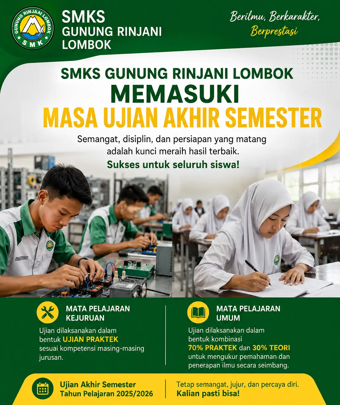 SMKS Gunung Rinjani Lombok Terapkan Ujian Akhir Semester Berbasis Praktik dan Kompetensi